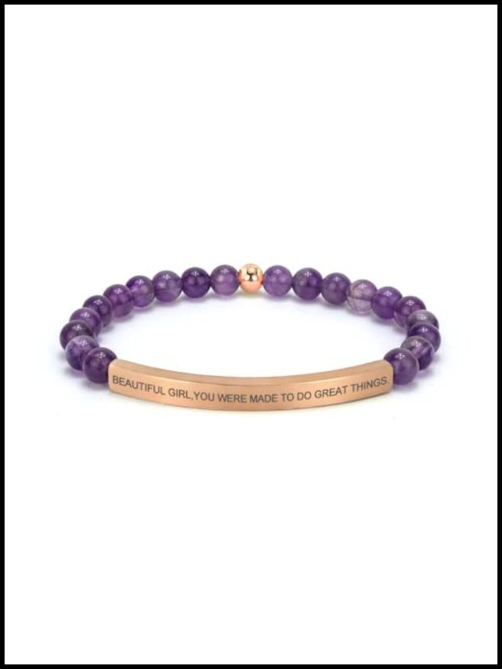 18K Gold Plated Amethyst Christian Stretch Bracelet Inspirational Faith Jewelry